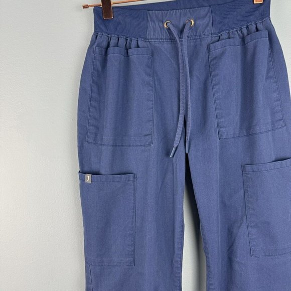 Jaanuu J95084T Classic High-Waist Scrub Pant Womens Sz XST Blue Cargo Drawstring - Picture 2 of 6